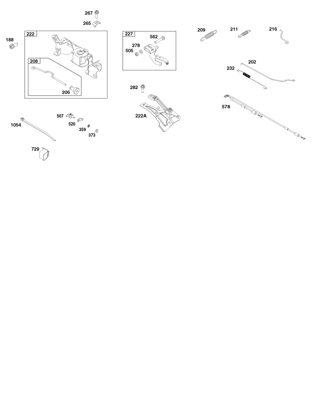 Controls Group Diagram and Parts List for 386447-0435-B5 200000 - 399999 Briggs and Stratton Engine